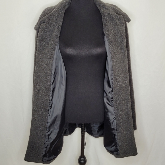 Kristen Blake Apre's Gray Vintage Button Front Oversized Teddy Bear Coat - Sz L - Picture 9 of 13